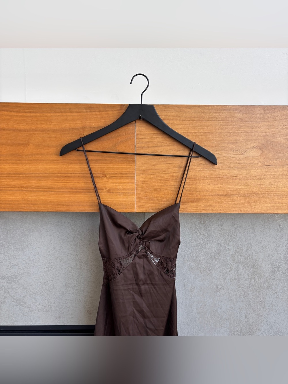 Peppermayo Brown Maxi Slip Dress with Lace Insets - Picture 5 of 13